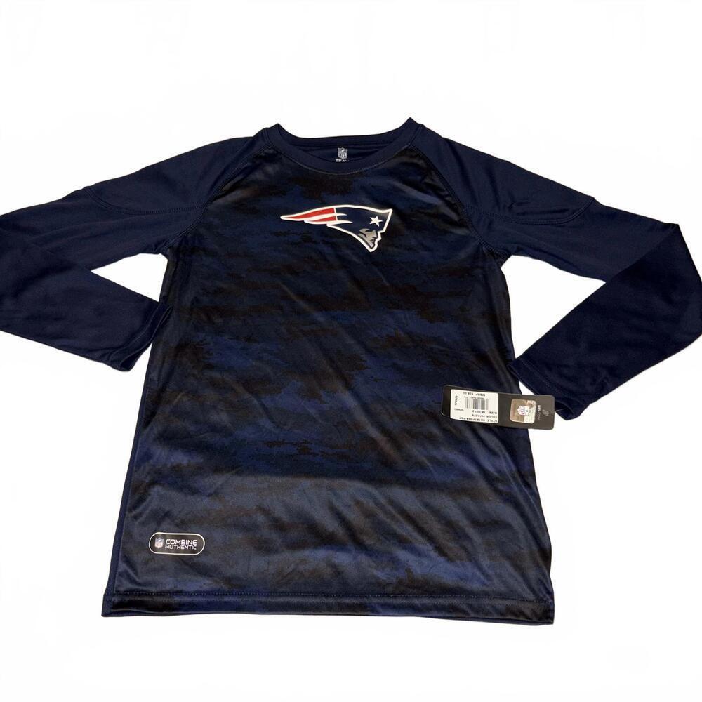 NWT New England Patriots NFL Combine Youth Medium Authentic Long Sleeve Shirt